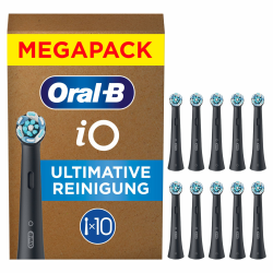 Oral-B iO Ultimative Reinigung Aufsteckbürsten — ORIGINAL Zahnbürstenaufsatz für Elektrische Oral-B iO Zahnbürsten — Ersatzbürsten für fortschrittliche Tiefenreinigung — Schwarz, 10 Stück Angebot bei HelloDeals