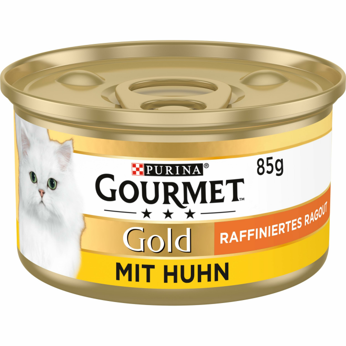 Gourmet Gold Raffiniertes Ragout Katzenfutter nass, mit Huhn, 12er Pack (12 x 85g) Huhn 85 g (12er Pack) Angebot bei HelloDeals