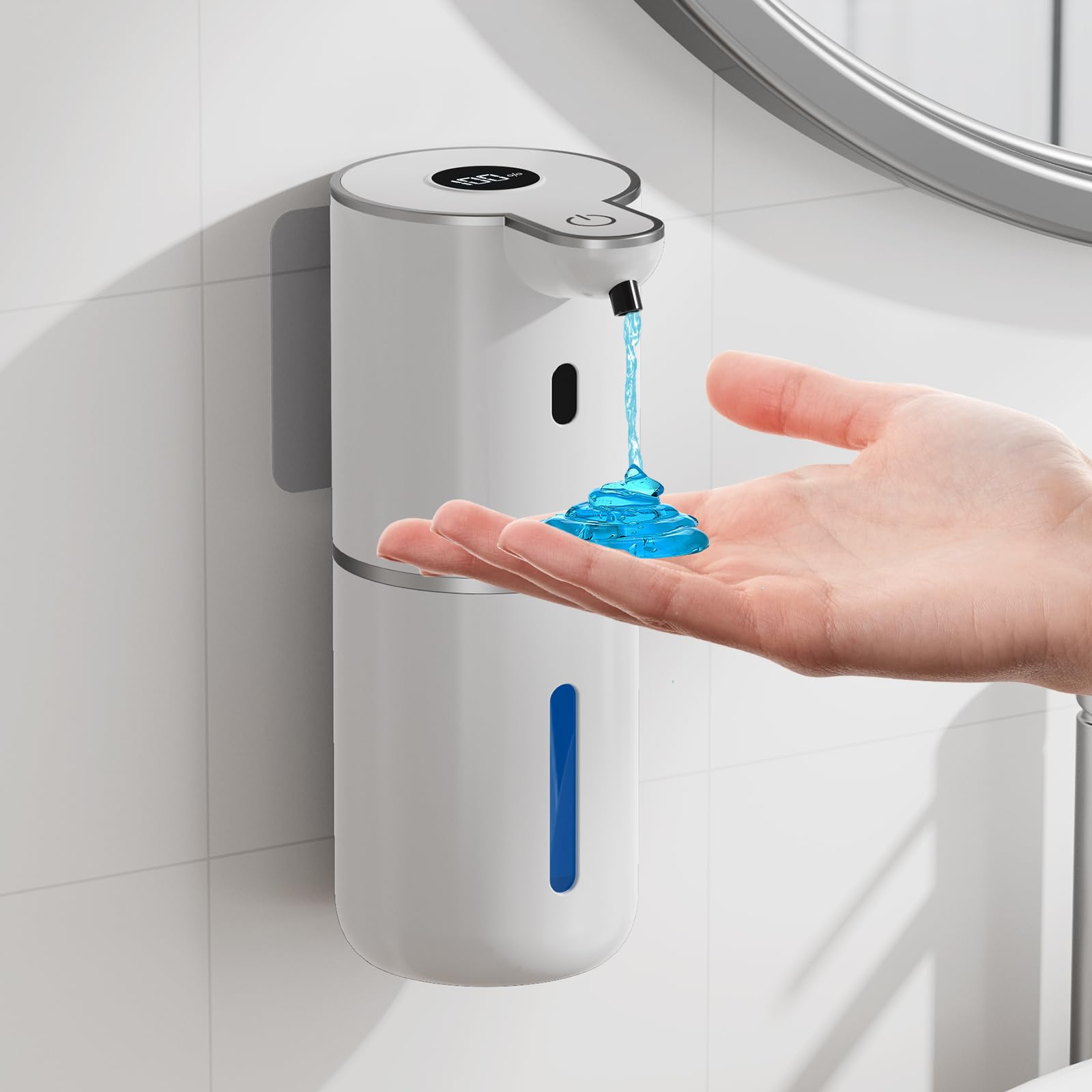 Seifenspender Automatisch, Elektrischer Seifenspender mit Display, USB-Wiederaufladbarer,6-Stufig Einstellbar, 380ml Wandmontage für Badezimmer/Küche/Geschirrspülmittel, Weiß Weiß Flüssigetyp Angebot bei HelloDeals