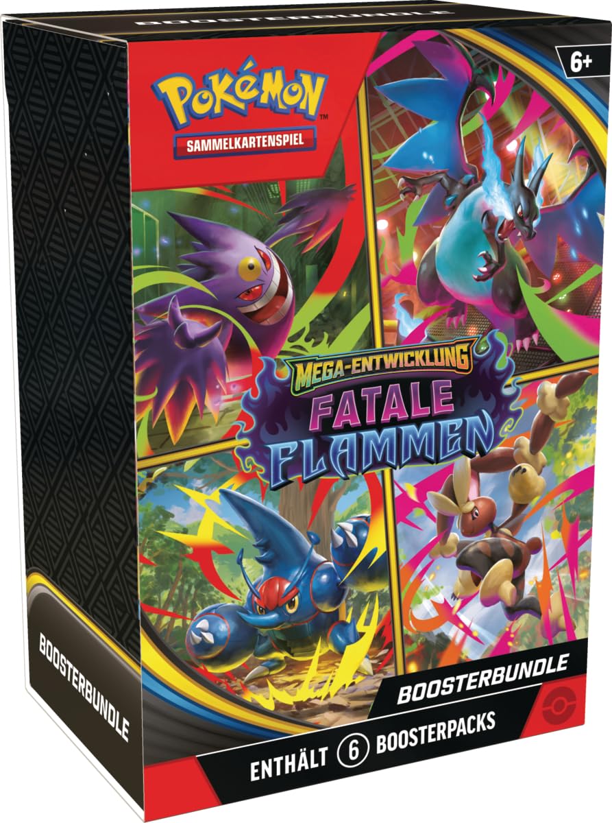 Pokémon-Sammelkartenspiel: Boosterbundle Mega-Entwicklung – Fatale Flammen (6 Boosterpacks) Angebot bei HelloDeals