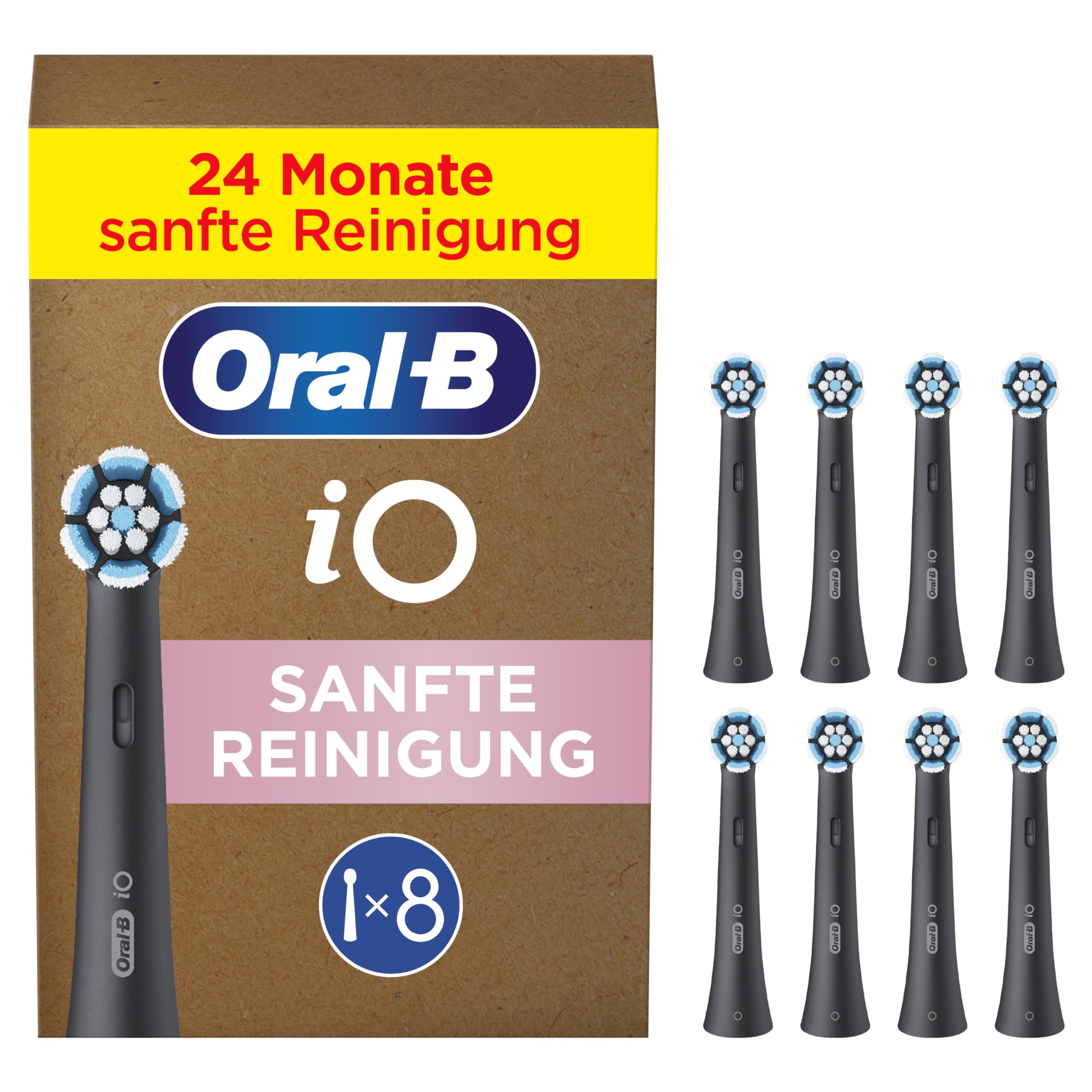 Oral-B iO Sanfte Reinigung Aufsteckbürsten — ORIGINAL Zahnbürstenaufsatz für Elektrische Oral-B iO Zahnbürsten — Ersatzbürsten, Bürstenköpfe für empfindliches Zahnfleisch & Zähne — Schwarz, 8 Stück Schwarz 8 Stück Angebot bei HelloDeals