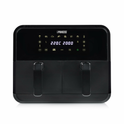 Princess Heißluftfritteuse mit Doppelkammer mit 2x4L Fassungsvermögen – 74% weniger Energieverbrauch – Separate Temperaturen für 2 Fächer – 8 Programme – 182068, 2400 Watt, 38.4 x 37.4 x 30.8 cm 2x4L Heißluftfritteuse mit Doppelkammer Schwarz Angebot bei HelloDeals
