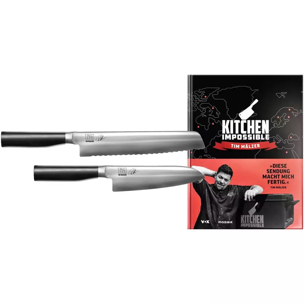 Kai Kamagata Monster-Set Tim Mälzer Brotmesser + Santoku + signiertes Kochbuch Edelstahl/Kunststoff, TMK-SB22, Schwarz/Silber Angebot bei HelloDeals