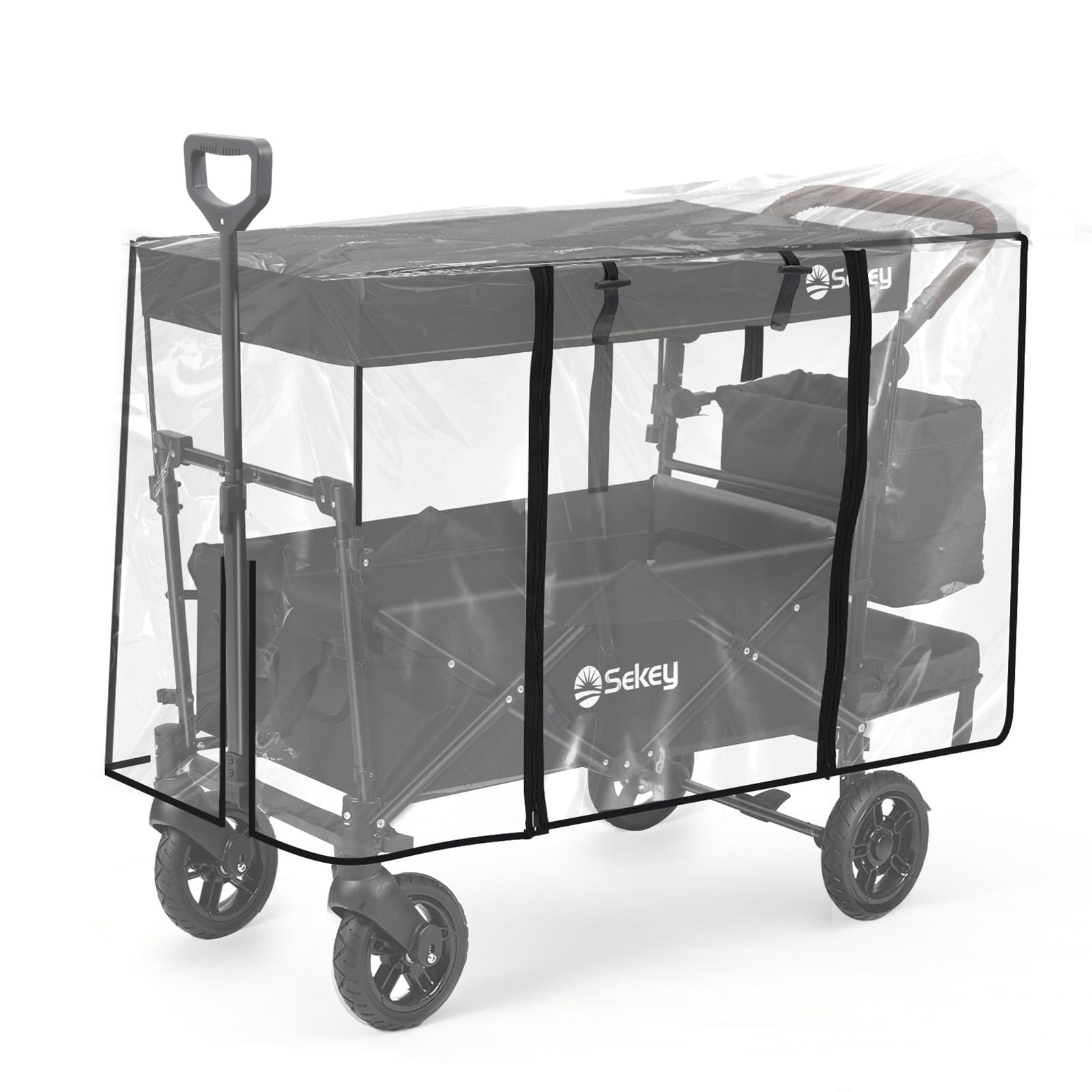 Sekey Bollerwagen Regenschutz für Bollerwagen Faltbar mit Dach, Bollerwagen Zubehör Regenabdeckung aus Hochwertigem Eva-Material, 110 * 60 * 75 cm【Bollerwagen Nicht enthalten】 Transparent PU Räder Angebot bei HelloDeals