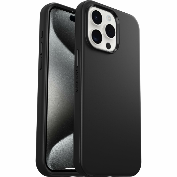 OtterBox Symmetry für MagSafe Hülle für iPhone 15 Pro Max, stoßfest, sturzsicher, schützende dünne Hülle,3X getestet nach Militärstandard,Schwarz,Keine Einzelhandelsverpackung Schwarz iPhone 15 Pro Max Hülle Angebot bei HelloDeals
