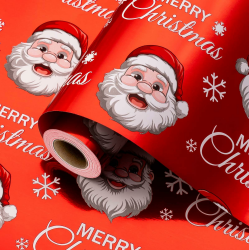 Wikadlik Geschenkpapierrolle für Weihnachten, 43 cm x 10 m, Rot-Weiß, Metallic-Folie, glänzend, niedliche Geschenke, Packpapier – Weihnachtsmann/Schneeflocken/Frohe Weihnachten Schriftdesign Roter Weihnachtsmann 1 stück (1er Pack) Angebot bei HelloDeals