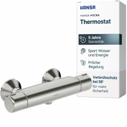 HANSA MICRA Thermostat Dusche I Duscharmatur mit Verbrühschutz 38°C und ThermoCool Funktion I Wassersparend mit EcoFlow 11,4 l/min | Mischbatterie für Badezimmer | Bad Armatur Duschthermostat |Chrom Angebot bei HelloDeals