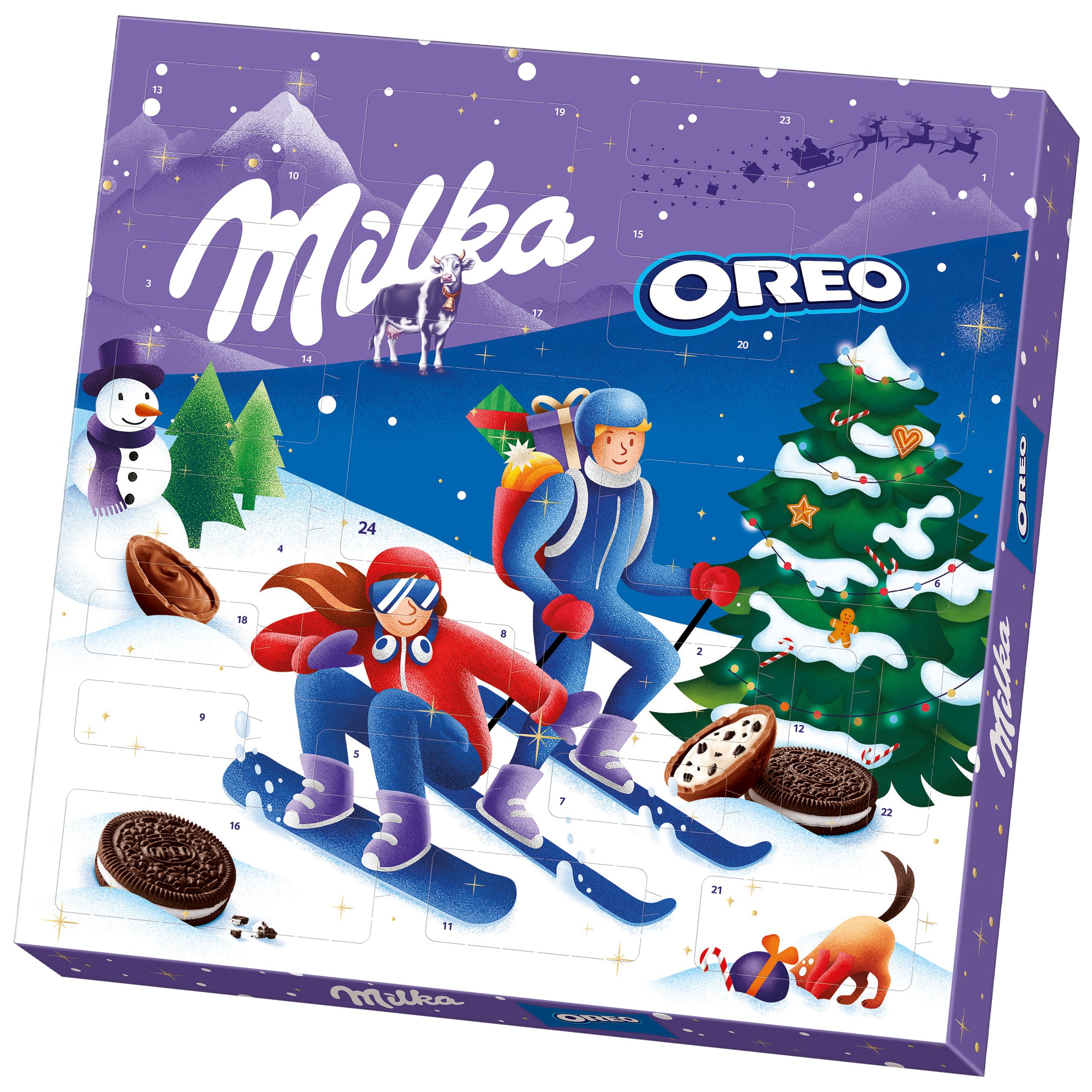 Milka & OREO Adventskalender – Weihnachtskalender mit Schokolade und OREO Keksen – 284g Angebot bei HelloDeals