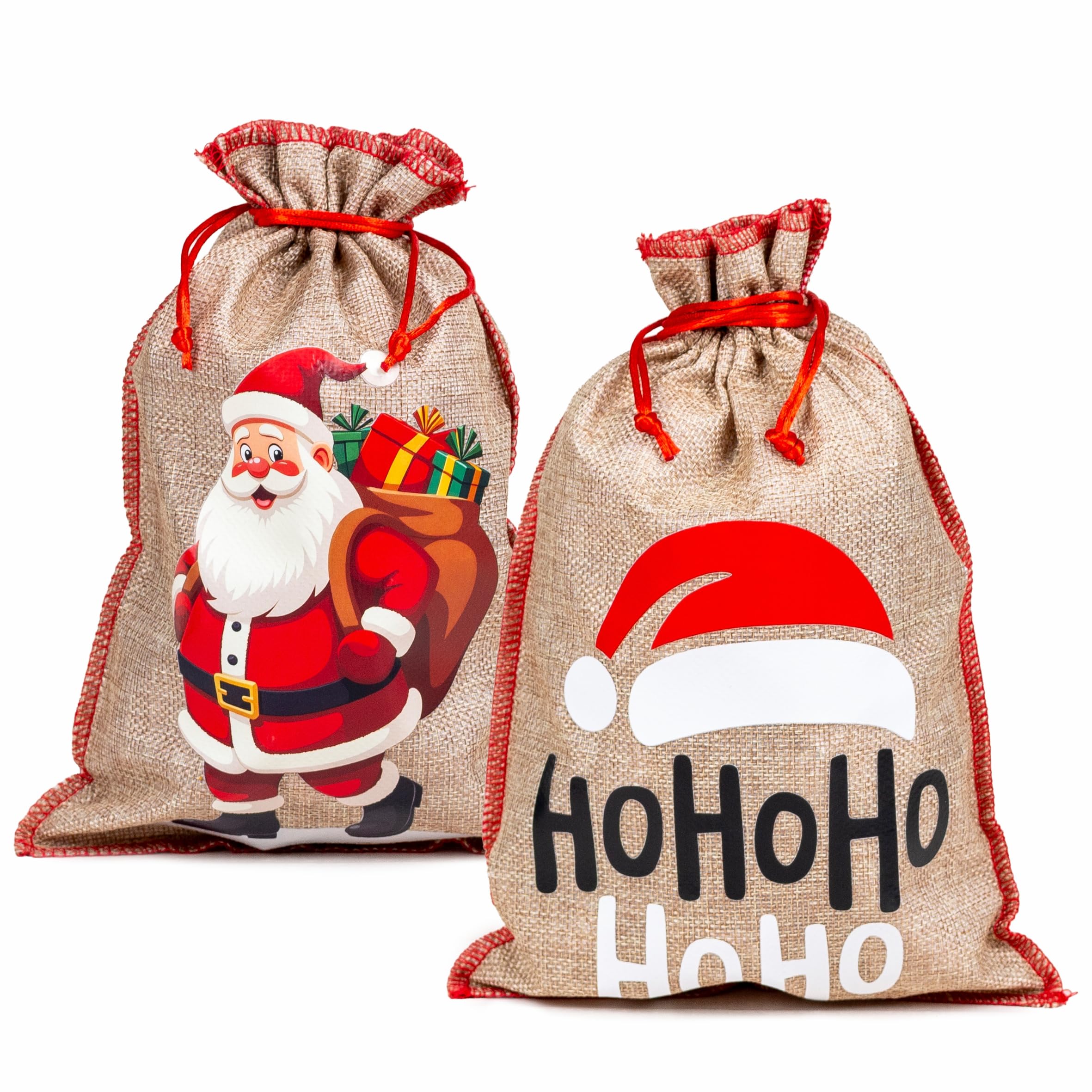 HEKU 2 Jute Weihnachtsgeschenksäcke mit Zugkordel für Nikolaus, 20x30cm I 2 Motive I Wiederverwendbare Nikolaussäcke I Ideal für Weihnachtsgeschenke & Advent Angebot bei HelloDeals