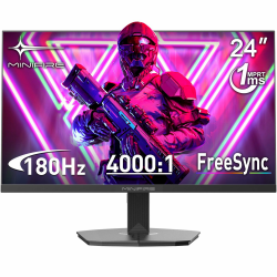Minifire Gaming Monitor 24 Zoll, 180 Hz, 1ms, FreeSync, Full HD(1920 x 1080), Rahmenlos Bildschirm, Einstellbar, Low Blue Light, HDR 10,300Nits, sRGB 110%, 4000:1 Kontrast, HDMI 2.0&DP 1.2(MFG24F4L) 24"/ FHD 180Hz/ 1Ms/ FreeSync/ HDMI DP Angebot bei HelloDeals