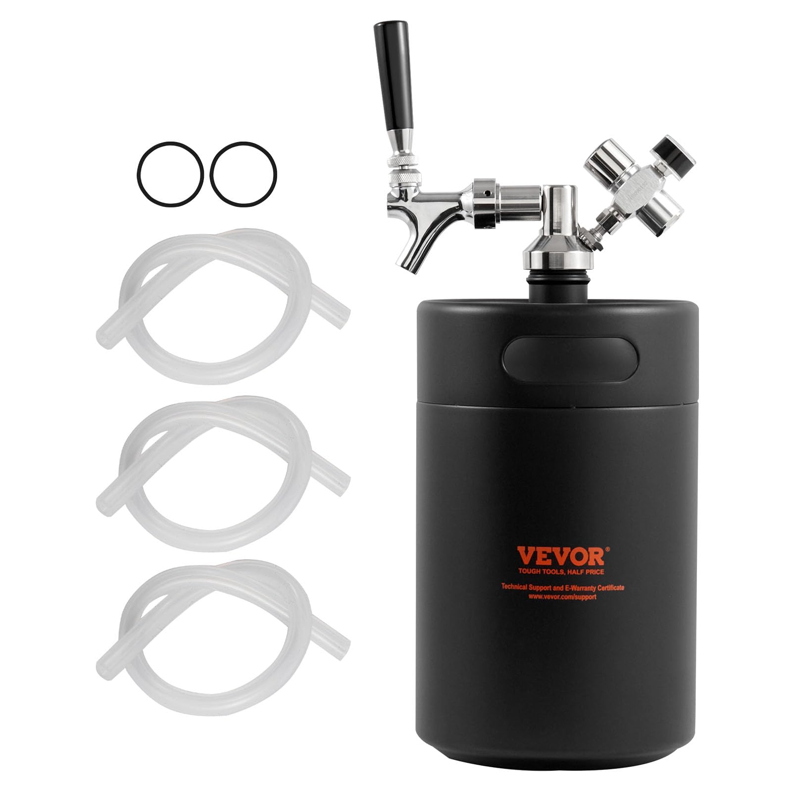 VEVOR Beer Growler Tap System, 5L Mini Keg, 304 Stainless Steel Pressurized Beer Growler, Keg Growler with Pressure Display, CO2-Regler Wasserhahn, auslaufsicherer Ring für Zug, Homebrew, Craft Beer Angebot bei HelloDeals