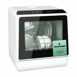 YU YUSING Mini Geschirrspüler Tischgeschirrspüler mit 5+1 Programme, Spülmaschine Klein für 4 Gedecke mit/ohne Wasseranschluss, 5L Wassertank, Touch Control, LED-Display, für Zuhause Büro Camping Weiß mit Glasfenster Angebot bei HelloDeals