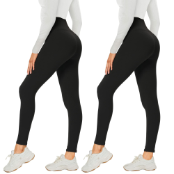 2er Pack Leggings für Damen High Waist Leggins Blickdicht Elastische Bauchweg Hosen Weiche Sporthose für Yoga Fitness Outdoor Freizeit Leggings 34-40 Schwarz*2 Angebot bei HelloDeals