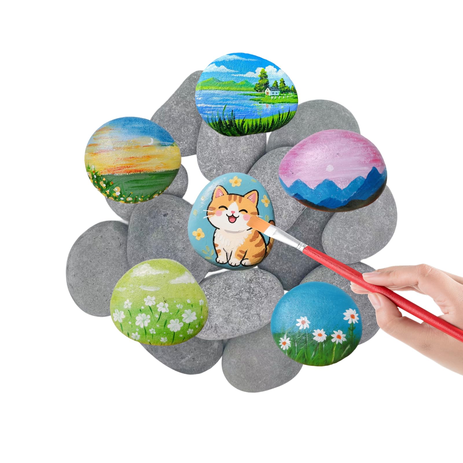 25 Stück Flache Steine Zum Bemalen, 3-5cm Kieselsteine Zum Bemalen, Zierkies Kiesel, Strand Kiesel, Geeignet für Kinder-Malgeschenke, Geburtstagsgeschenk, DIY-Handbemalung 3-5cm 25 Angebot bei HelloDeals