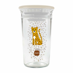 MAM Easy to Drink Cup | 360° Trinklernbecher ab 8+ Mon | Auslaufsicherer Silikoneinsatz mit Ventil | BPA- & BPS-frei | leicht zu reinigen | Baby & Kinder Trinkbecher mit Glasoptik | 290 ml | Leopard Leopard (Uni) Angebot bei HelloDeals