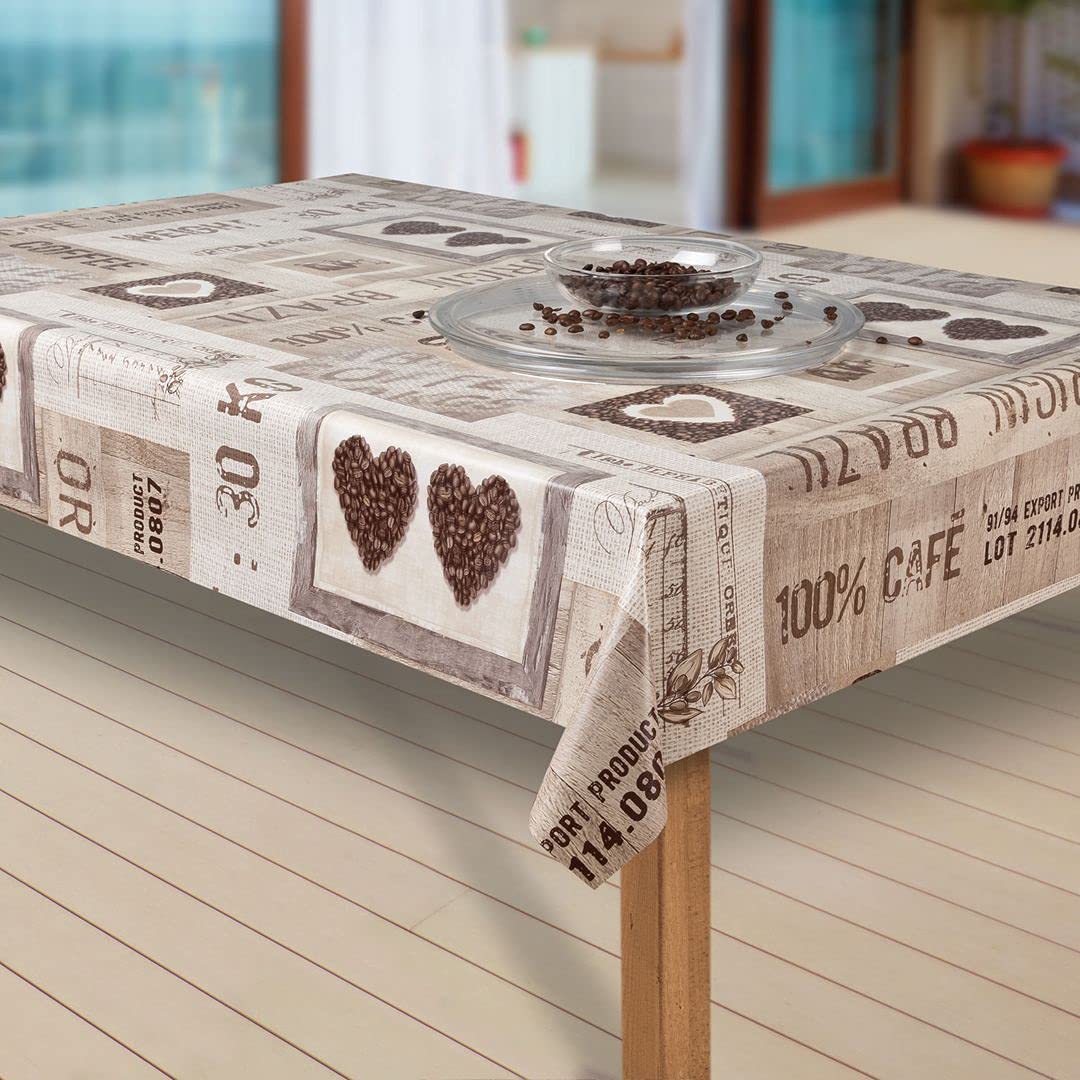 laro Wachstuch-Tischdecke Abwaschbar Garten-Tischdecke Wachstischdecke PVC Plastik-Tischdecken Eckig Meterware Wasserabweisend Abwischbar, Muster:Coffee Herzen braun, Größe:100x160 cm 100 x 160 cm (Rechteckig) Coffee Herzen Braun Angebot bei HelloDeals