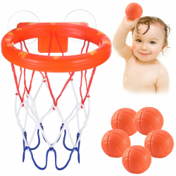 Baby Badewannenspielzeug:5 Bälle ohne Löcher + Basketballkorb mit starkem Saugnapf.Badespielzeug für Kleinkinder oder Kinder/Jungen oder Mädchen.Spielzeug-Set für Wohnzimmer,Badezimmer,Schlafzimmer Angebot bei HelloDeals