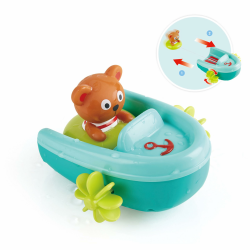 Hape Schlauchboot mit Rückziehmotor - Badewannenspielzeug, Pull-Back Boot und schwimmender Teddybär, Badespielzeug für Kleinkinder ab 18 Monaten Angebot bei HelloDeals