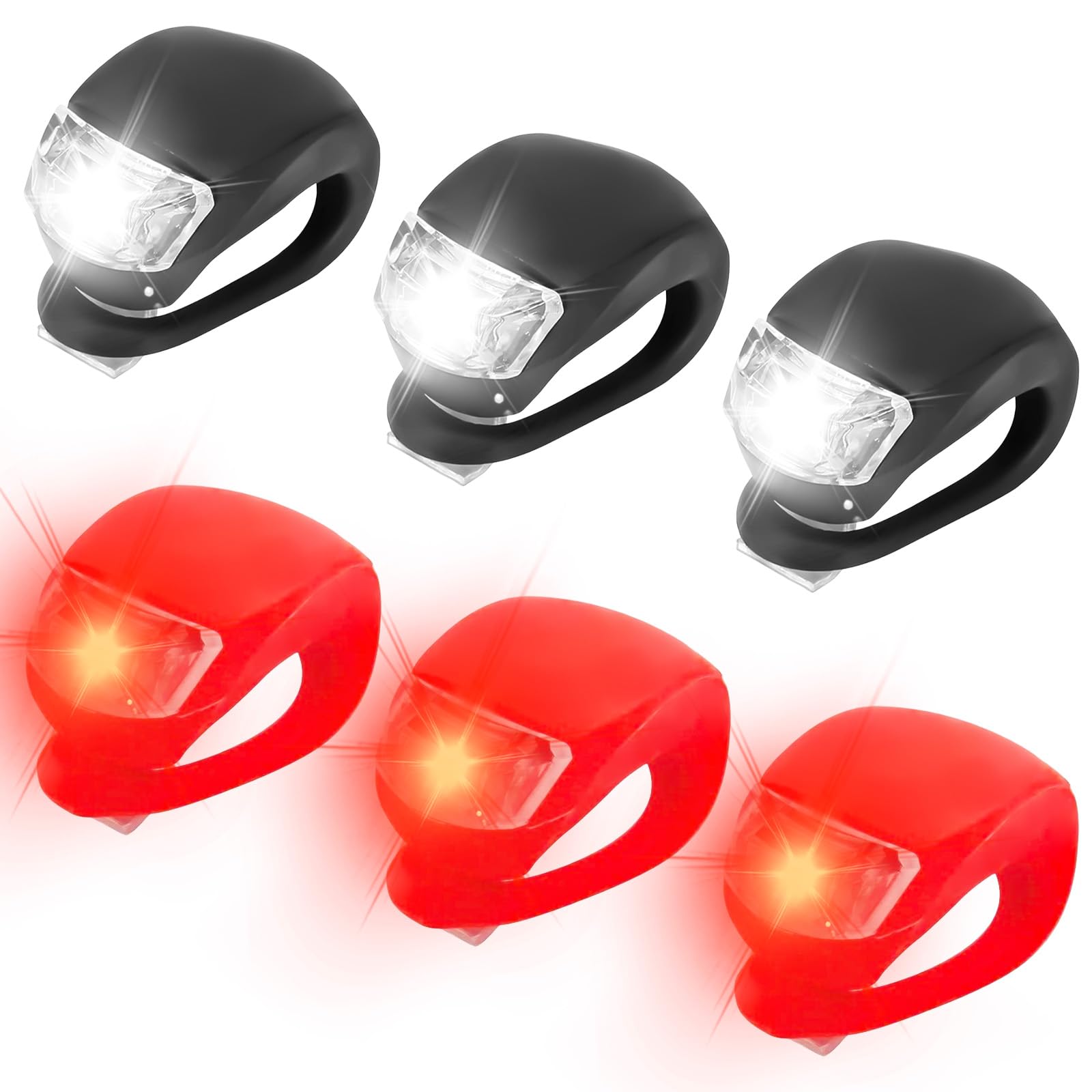 6 Stück Kinderwagen Licht Silikon, Kinderwagenlicht Kinder Scooter Licht mit Batterie und 3 Leuchtfunktionen, Wasserdichtes LED Warnlicht Roller Licht mit Heller LED für Kinderwagen Outdoor Läufer schwarz/rot Angebot bei HelloDeals