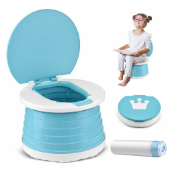 Töpfchen Für Kinder Baby Toilettensitz Ab 1 Jahr Reisetöpfchen Faltbar Für Unterwegs Baby Töpfchen Training Für Jungen Mädchen Windelfrei Töpfchen Auto Klapptöpfchen Kinder mit 15 Potty Liners Blau Angebot bei HelloDeals