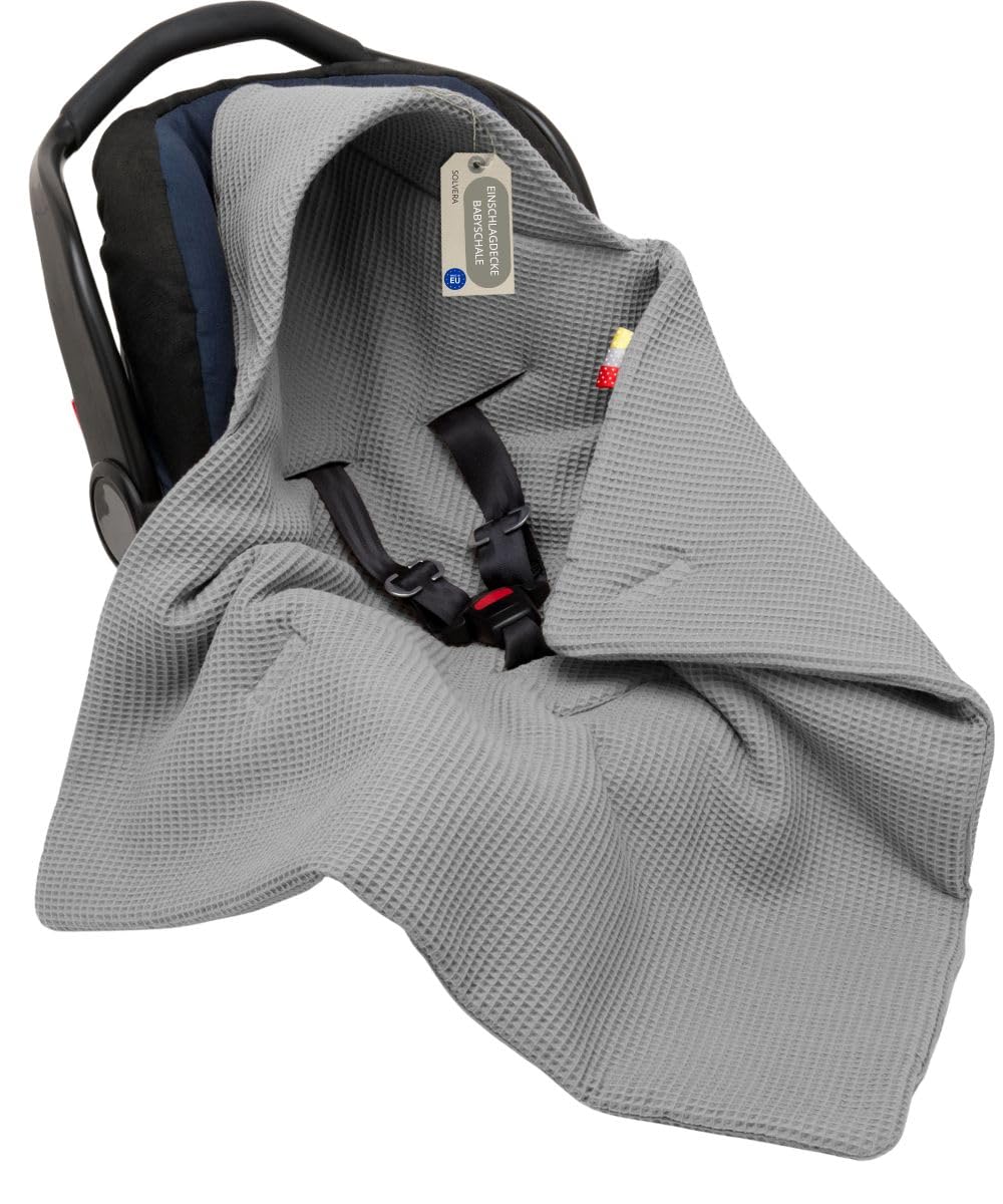 Einschlagdecke Babyschale Winter Herbst für Babyschale, Kinderwagen, Kindersitze und Maxi Cosi - für Neugeborene und Kleinkinder 80x80cm, mit Kapuze und Klettverschluss Ganzjährig (Dunkelgrau) Angebot bei HelloDeals