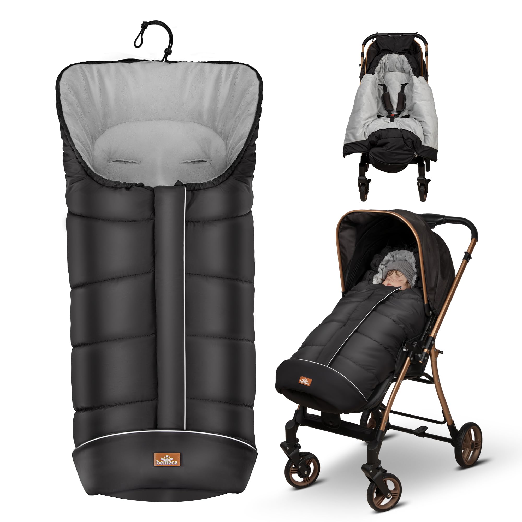 bemece Fußsack Kinderwagen Winter, Universal Fußsack Buggy mit Warmem & Bequemen Kristallvelours, Fusssack Kinderwagen Baby Winter für Buggys Kinderwagen - Schwarz Angebot bei HelloDeals