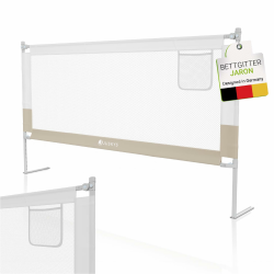 Juskys Baby Bettgitter Jaron 180 cm - höhenverstellbar, kombinierbar & klappbar - Bett Rausfallschutz für Kinder - Bettumrandung Kinderbett - Beige Beige 180 cm Angebot bei HelloDeals