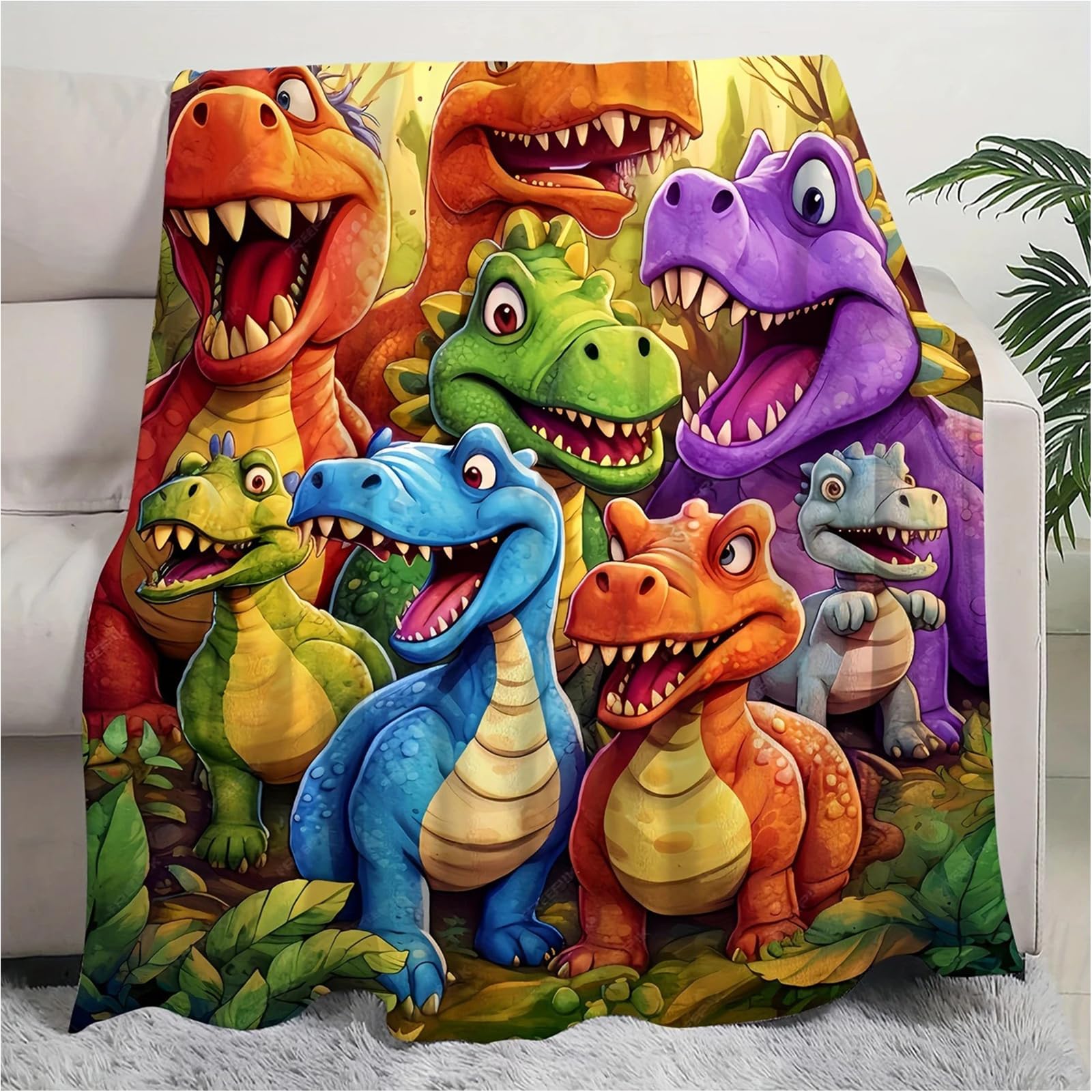 Dino Decke Kuscheldecke, Niedliche Lächelnde Dinosaurier,HD-Digitaldruck Auf Flanell, Wolldecke,Flanell Weich Warm Und Niedlich, Geburtstag Für Dino-Liebhaber (Stil A, 150x130cm) Stil A 150x130cm Angebot bei HelloDeals