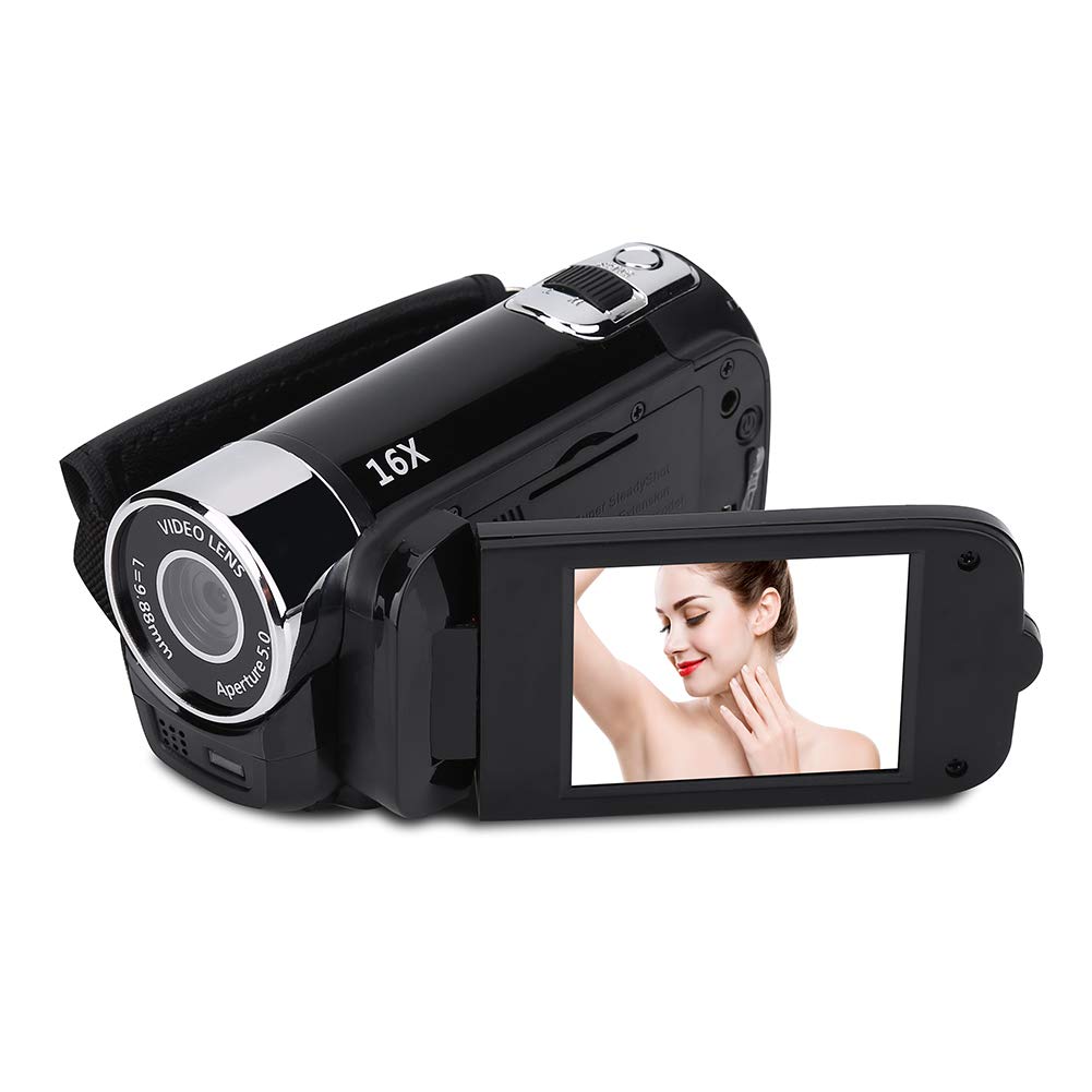 Elprico Digitaler Videokamera-Camcorder 2,7-Zoll-Bildschirm 270 ° Drehung 16-fache HD-USB-Videokamera(Black, European regulations) Angebot bei HelloDeals