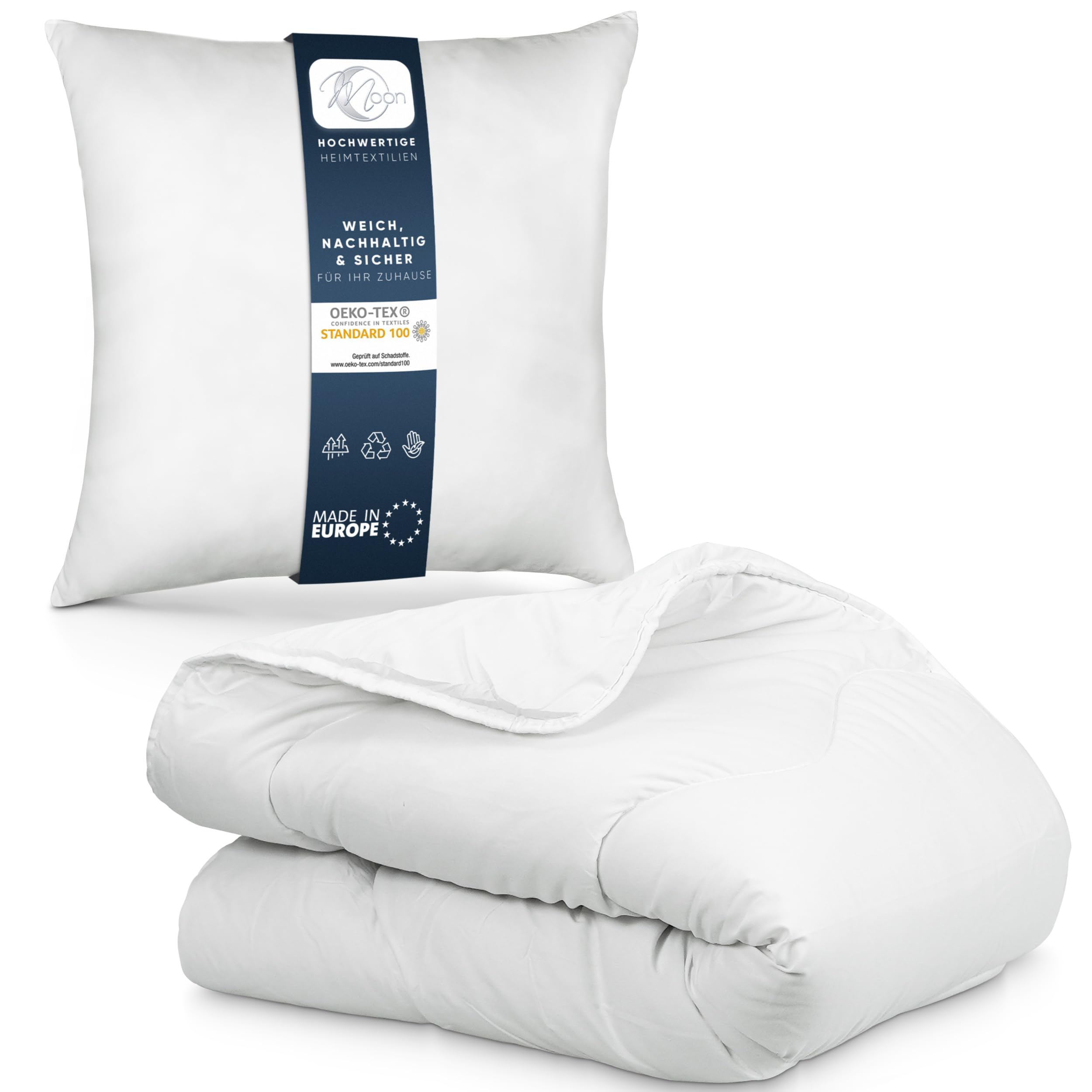 Moon Bettenset Ganzjahresdecke Steppbettdecke 135 x 200 cm Set inkl. Kopfkissen 80 x 80 cm 100% Polyester 1x Basic 135 x 200 / 80 x 80 cm Angebot bei HelloDeals