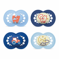 MAM Original Day & Night Matt Schnuller | 16+ Monate | 94% Akzeptanz | Babyschnuller beugt Zahnfehlstellungen vor | mit Zahnmedizinern entwickelt | SkinSoft Silikon | Fuchs/Mond | 4 Stück 4er Set Füchse/Mond Angebot bei HelloDeals