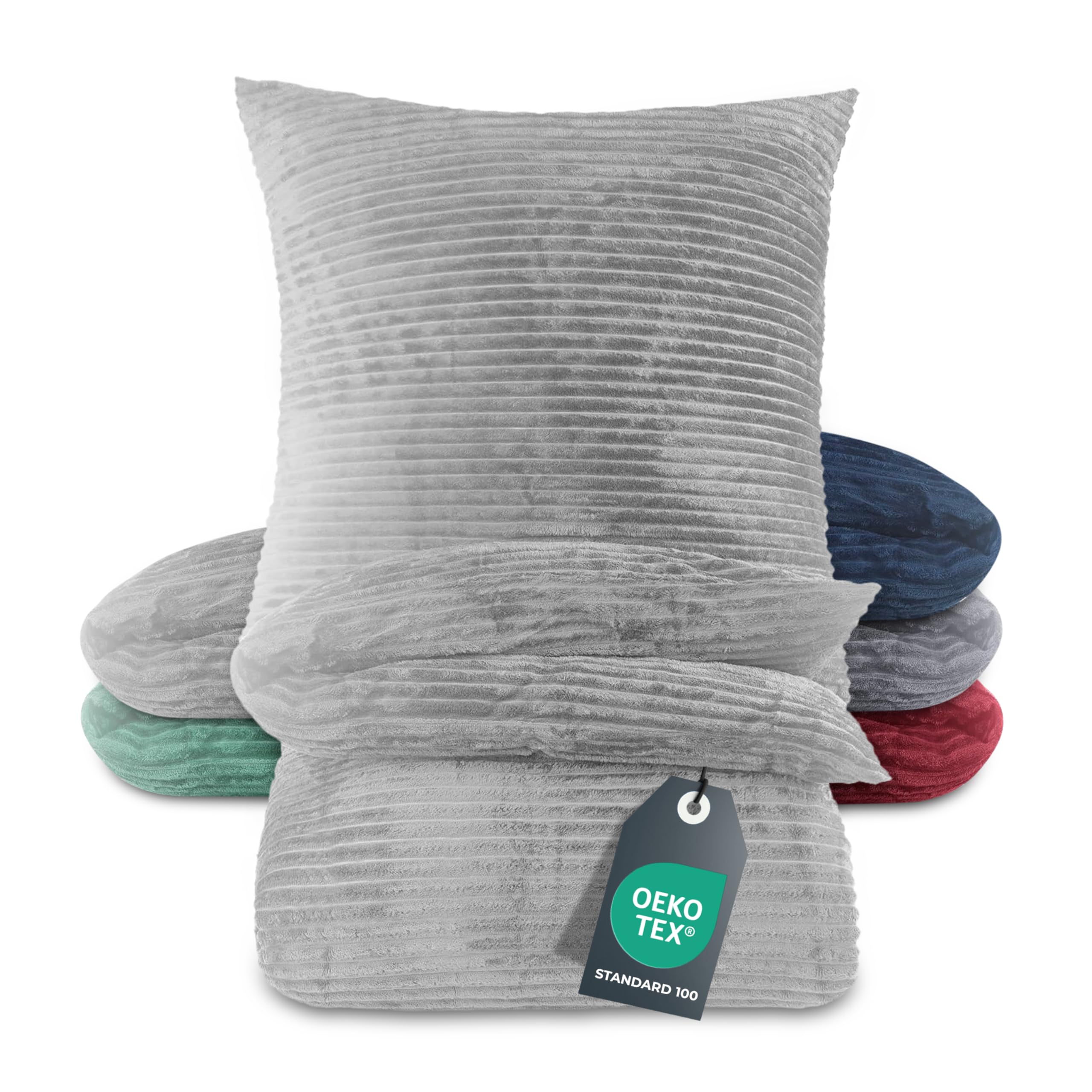 BaSaTex Winter Plüsch Bettwäsche Set | 135x200 cm Deckenbezug + 80x80 cm Kissenbezug | Cashmere-Touch Coral Fleece,Rip-Cord“ | Reißverschluss | Grau 135 x 200 cm Grau Angebot bei HelloDeals