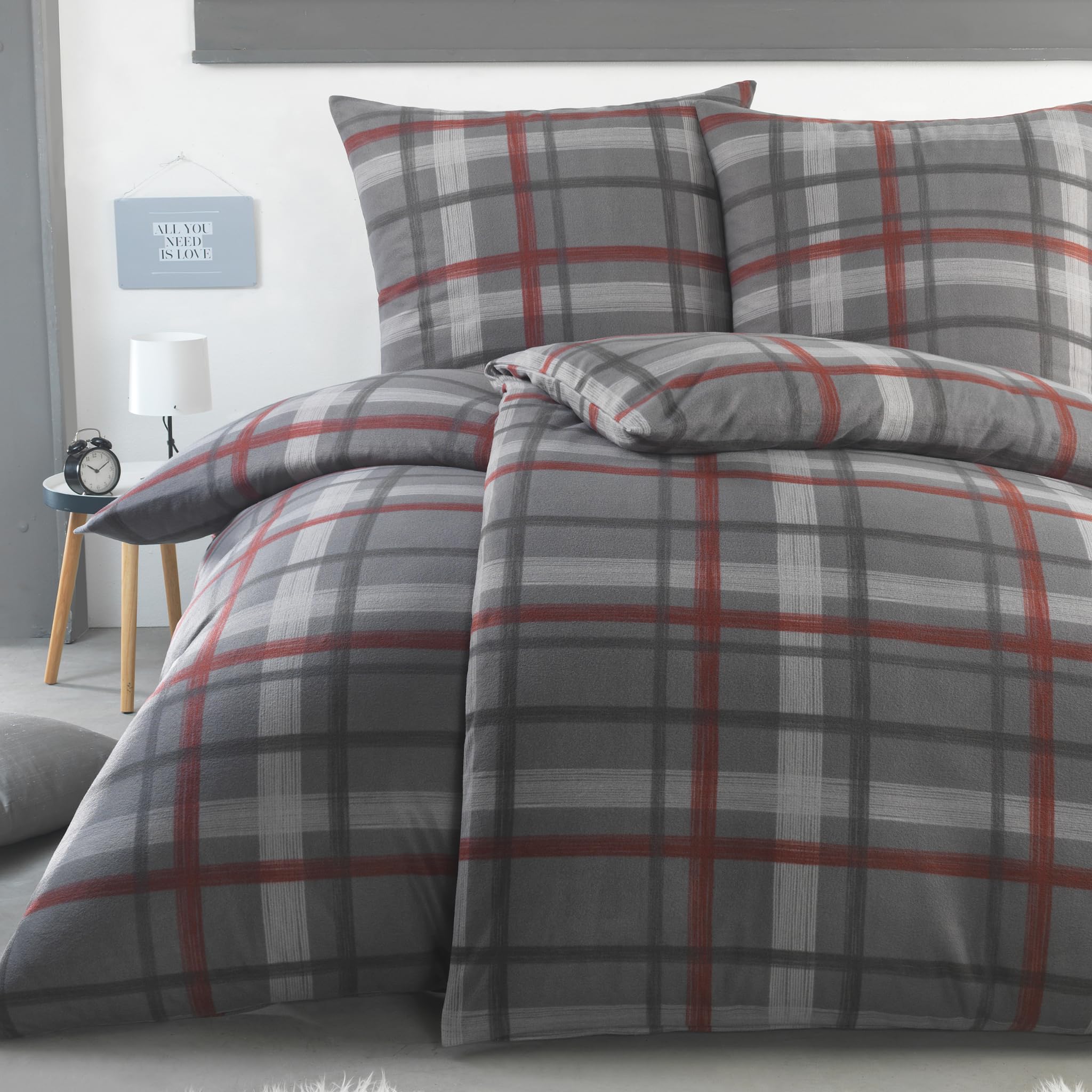 BaSaTex Flausch Fleece Winter Bettwäsche Set 4 teilig | 100% Mikrofaser Plüsch | 2X 135x200 + 2X 80x80 cm | Design 02 2x 135x200 Design 02 Angebot bei HelloDeals