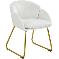 Yaheetech Esszimmerstuhl modern, Küchenstuhl in Blumenform, Sessel Polsterstuhl mit Metallbeinen Gold, für Wohnzimmer/Esszimmer Weiß Weiß Polyester Angebot bei HelloDeals
