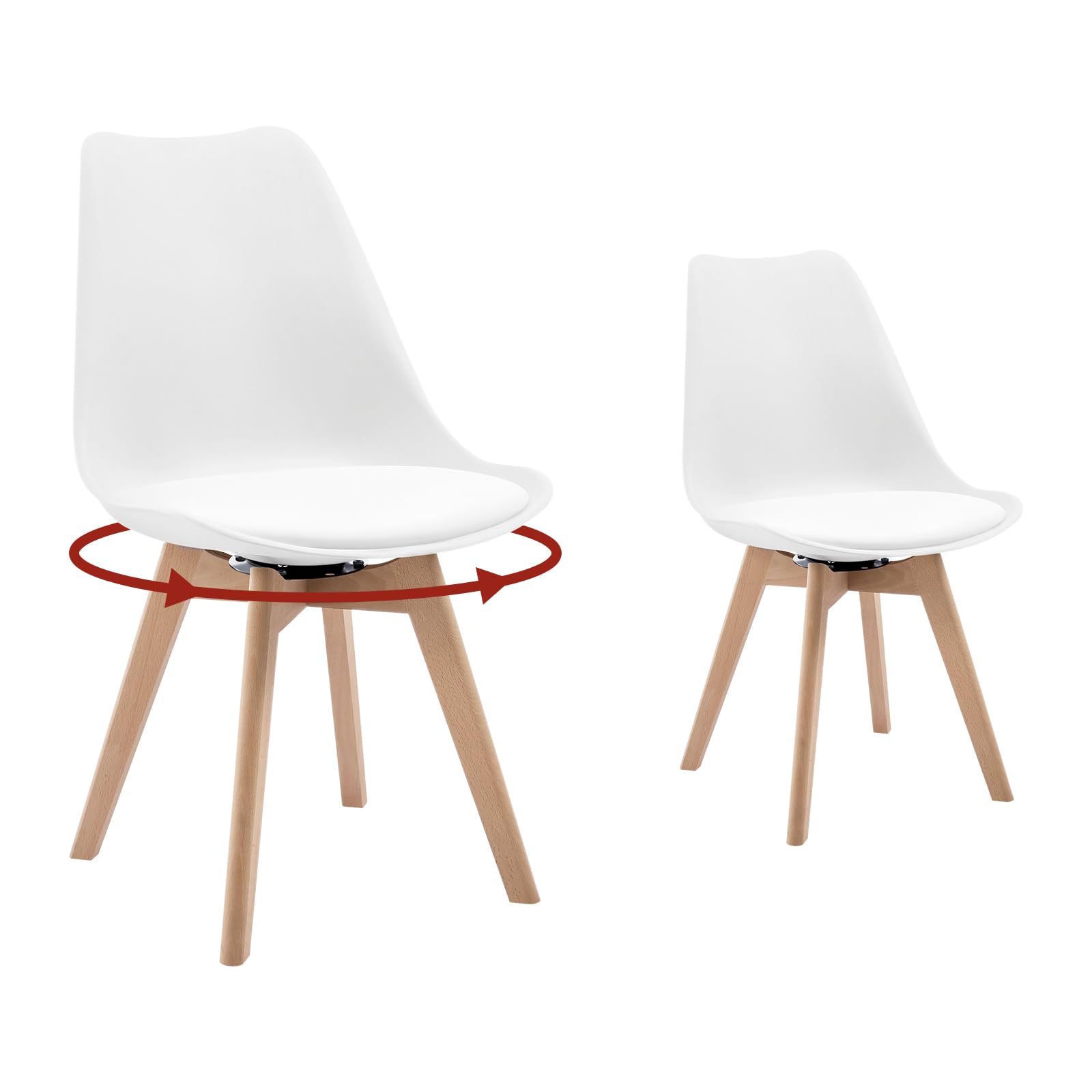 WOLTU Esszimmerstühle drehbar 2er Set, für Esszimmer, Moderne Küchenstühle, aus Massivholz Kunstleder, bis 120 kg belastbar, Weiß 2 Weiß Angebot bei HelloDeals