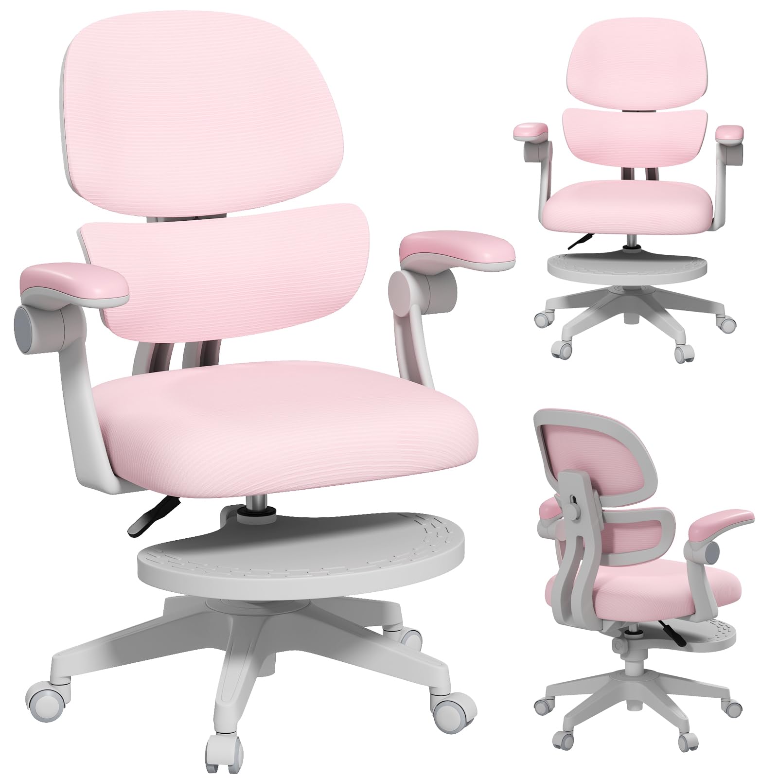 JOYLDIAS Schreibtischstuhl Kinder Ergonomischer, Kinderstuhl mit Verstellbarer Rückenlehne & Übergroß Fußablage, Bürostuhl Kinder Drehstuhl mit klappbarer Armlehnen, Stuhl Für Kinder & Jugendliche Rosa Angebot bei HelloDeals