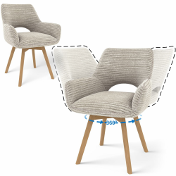 2er Set Esszimmerstuhl Drehbar mit Armlehne und Holzbeinen, 360° Drehbar, Moderner Polsterstuhl mit Stoffrückenlehne für Küche, Wohnzimmer, Schlafzimmer, Taupe 2er Drehbar Stühle 360° Drehbar–taupe–mit Holzbeinen Angebot bei HelloDeals