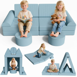 MAMIZO Spielsofa Cord, Kindersofa-Bausteine, 15-Teiliges Modulare Kinderspielcouch, Spielsofa für Kinder, Kindercouch Aufklappen Oeko-TEX, kreatives Spielen für Kuschelecke im Kinderzimmer Blau Angebot bei HelloDeals