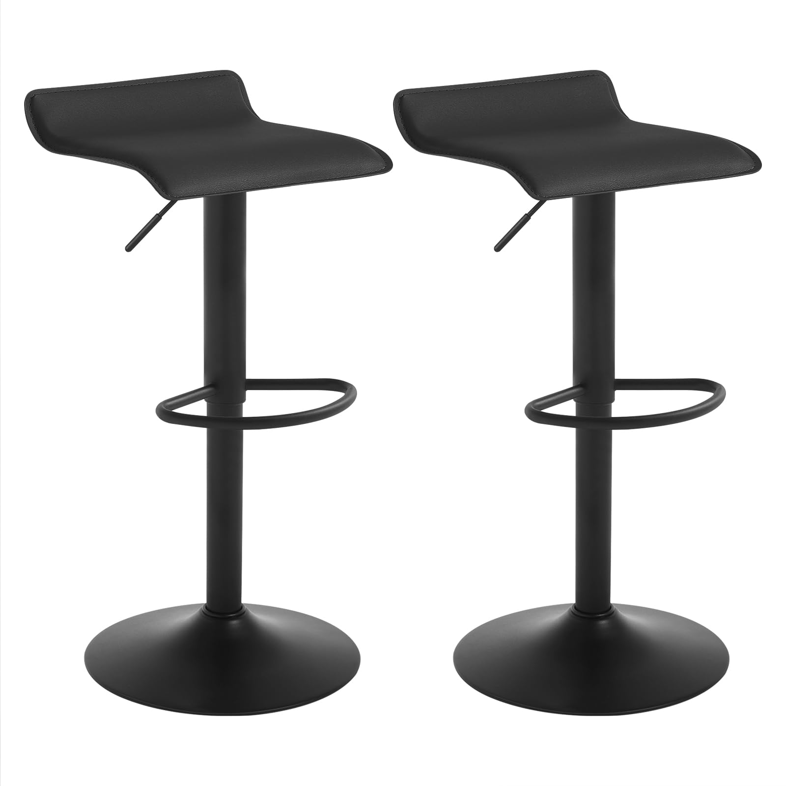 WOLTU Barhocker 2er Set, Höhenverstellbarer Barstuhl, 360° drehbarer Bistrohocker mit Fußstütze, aus Kunstleder Metall, für Bar Küche Theke Café, Schwarz+Schwarz Angebot bei HelloDeals