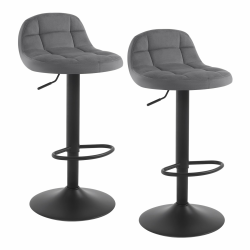 WOLTU Barhocker 2er Set Barstuhl mit Rückenlehne Fußstütze höhenverstellbar (60-82cm) 360° Drehstuhl bis 150kg belastbar Samt Metall Dunkelgrau BH317dgr-2 Angebot bei HelloDeals