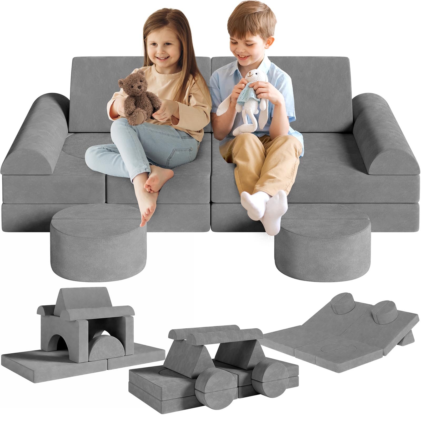 Spielsofa Kindersofa mit 15PCS Modul,Modulare Kinderspielcouch,Kindersofa aus Schaumstoff Bausteine,Spielsofa für Kinder & Kindersessel,Kuschelecke im Kinderzimmer,zum Spielen,Kreativsein,Schlafen Angebot bei HelloDeals