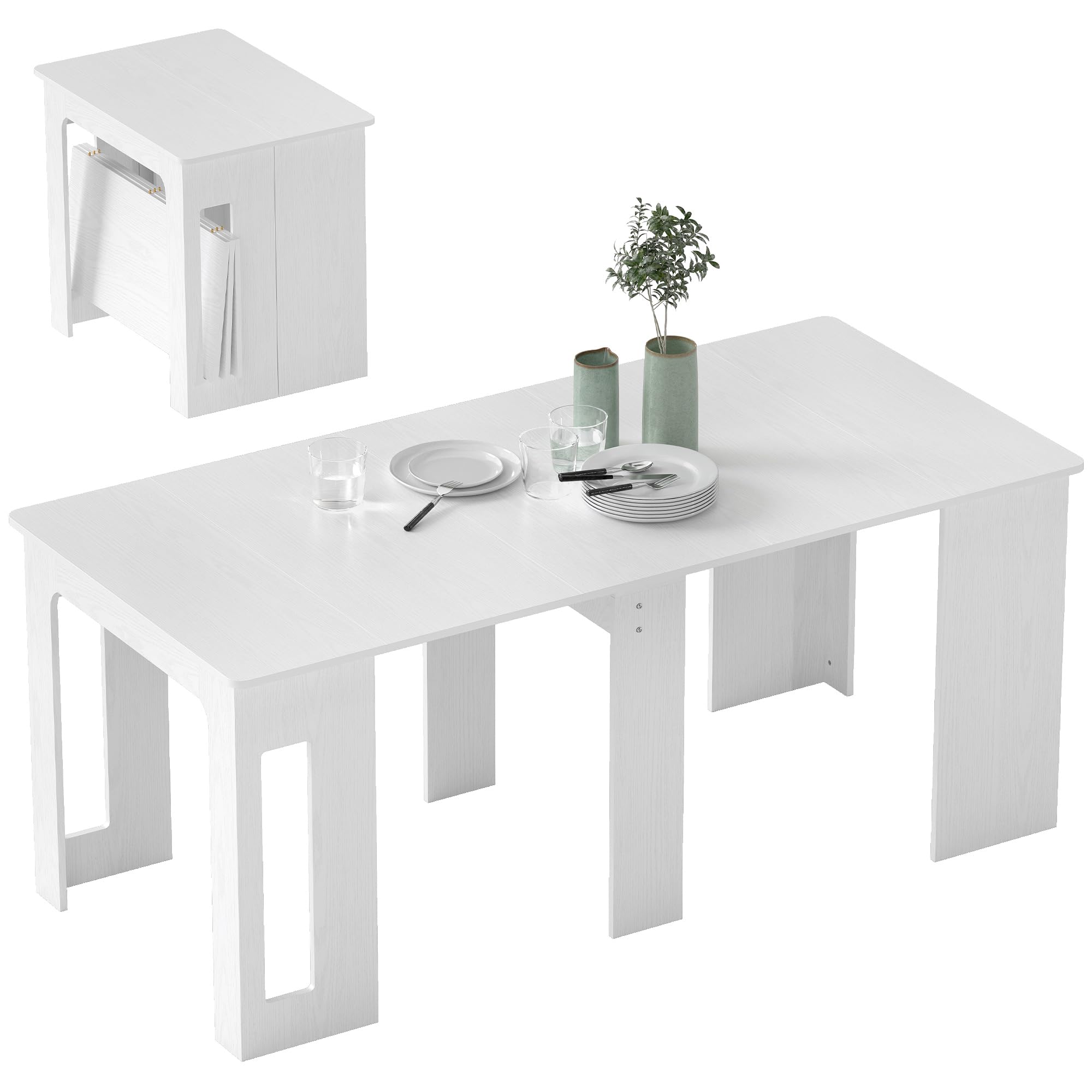 HOMCOM Esstisch, 60-180x85cm 3 Stufig Ausziehbar Küchentisch für bis 6 Personen, Modern Esszimmertisch, für Wohnzimmer, Esszimmer, Küche, Weiß Angebot bei HelloDeals