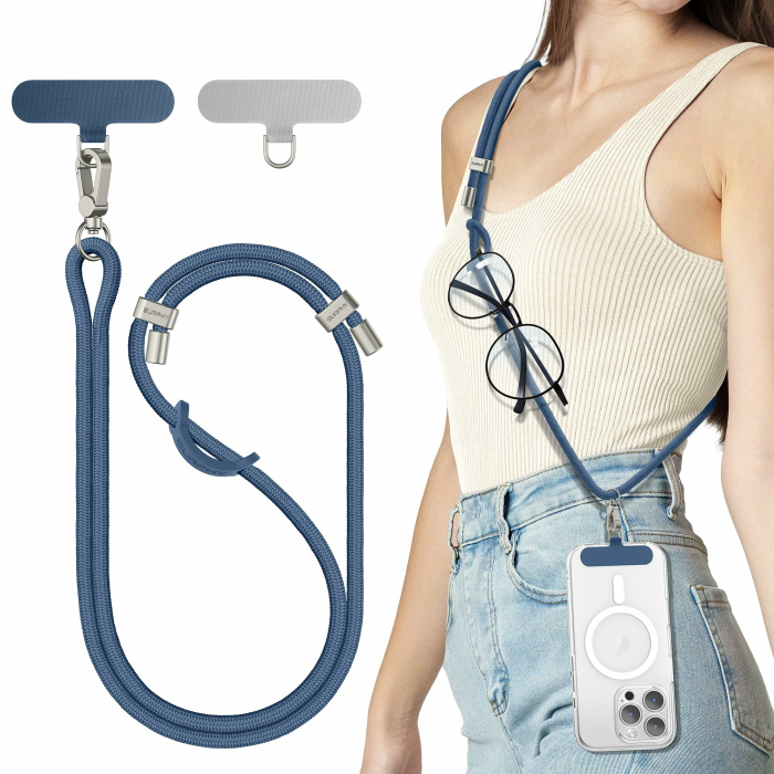 SURPHY Verstellbar Handykette Universal zum Umhängen, Stabil Handyband für Holiday, Outdoor, Reise, Phone Lanyard mit Robuste Haken Kompatibel mit alle Smartphones Kopfhörer, Denim Blau Angebot bei HelloDeals