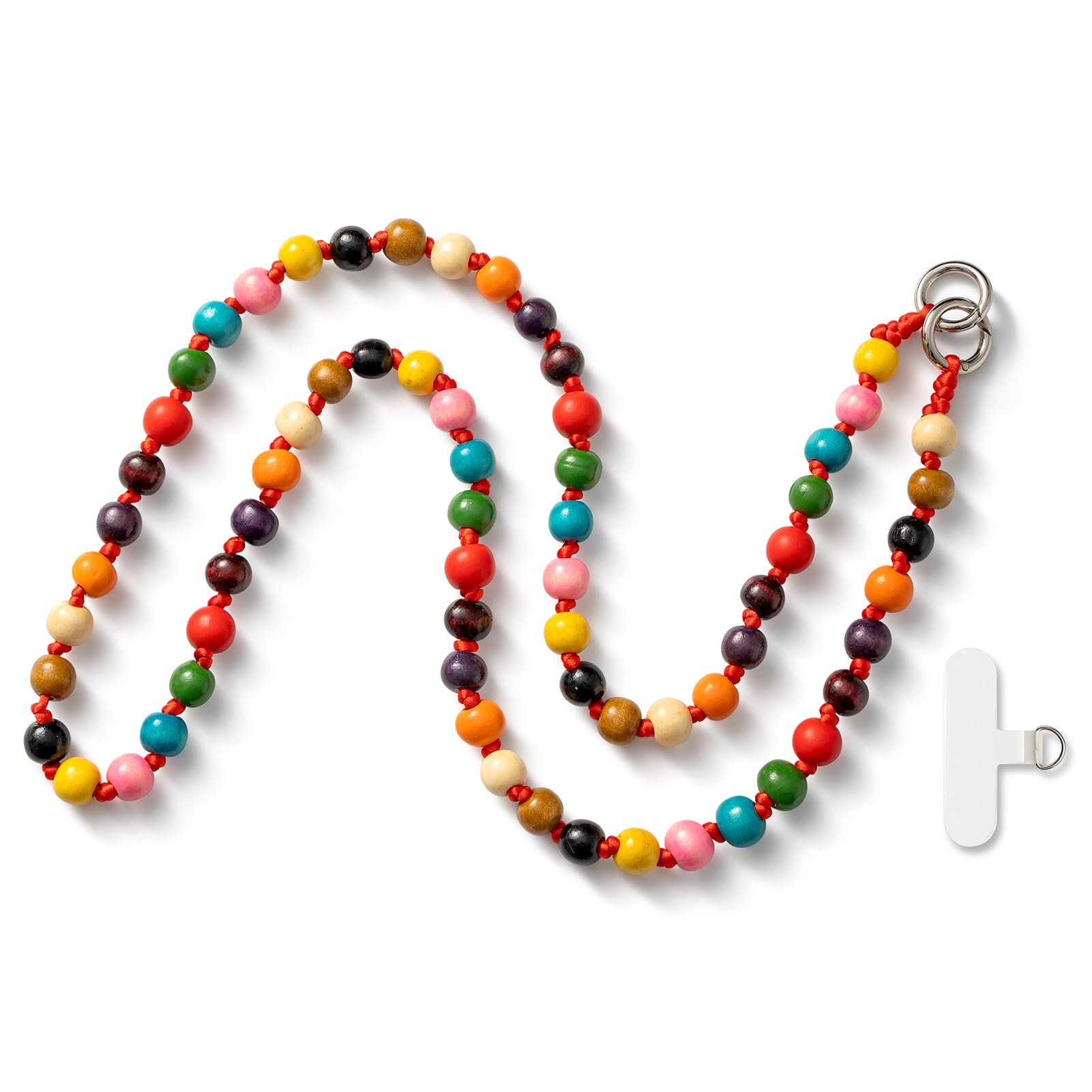 Holzperlen Handykette, universal Schlüsselband, Perlen Lanyard, Handykette Perlen, 120cm Schlüsselband, als Tascheband, Handyanhänger - Farbig Angebot bei HelloDeals