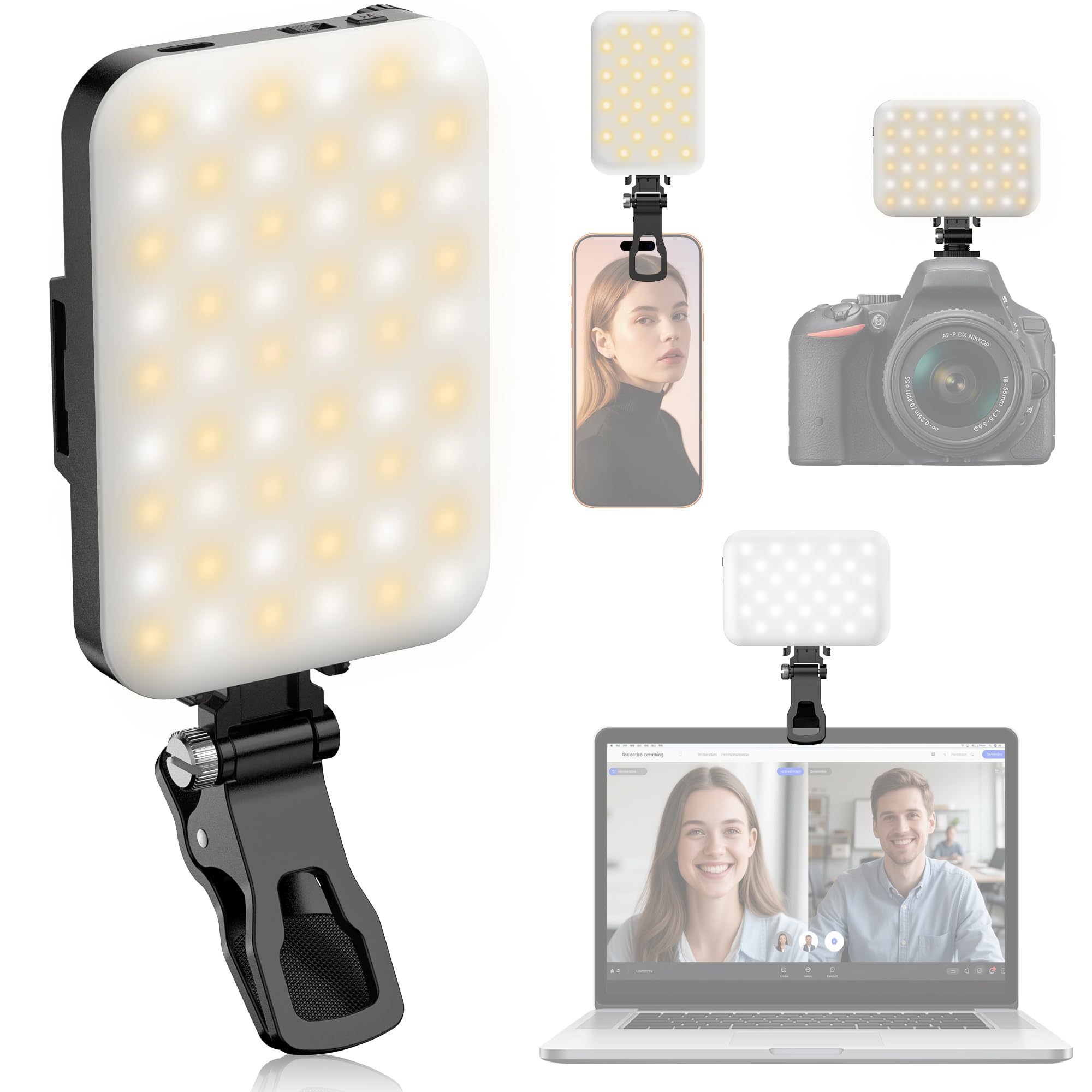 Selfie Licht 5W, BDDFOTO Handy Licht mit Akku 2500mAh, tragbares Clip-On-Licht 10-100% dimmbar CRI≥95, 500LM Videolicht für TikTok/Vlogging/Fotografie/Videokonferenzen SV007 Angebot bei HelloDeals