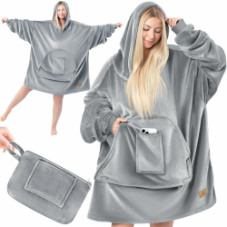 KESSER® Hoodie Decke Kuscheldecke mit Ärmeln Deckenpullover Vielseitig Tragbare Decke zum Anziehen für Damen & Herren, Sweatshirt Warm Kuschelpullover Erwachsene weich Ärmeldecke Oversize Grau Angebot bei HelloDeals