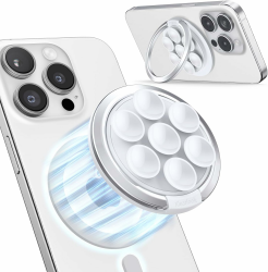 Handy Ring Halterung Magnetisch Saugnapf für MagSafe-Klearlook Silikon Octo Saugnapf Handy Griff Fingerhalter für Selfie/Video für TikTok Influencer/Creator, Frauen Mädchen Teen Geschenk Weiß Angebot bei HelloDeals