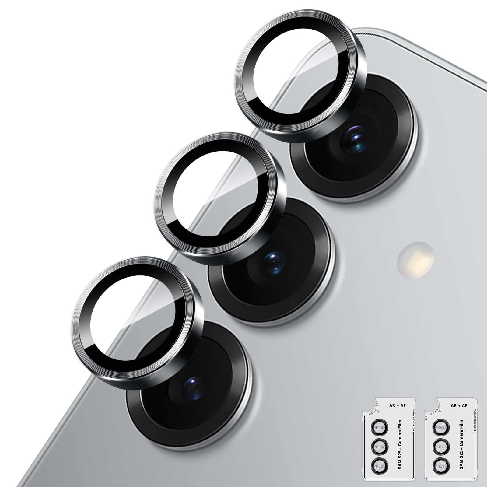 Locofun Kameraschutz für Samsung Galaxy S25 5G für Panzerglas, 9H Härte Einzeln Kamera Schutzfolie [2 Stück], Anti-Kratzen Individuelle Ring aus Metall Linse Folie Schutzglas-Schwarz Angebot bei HelloDeals