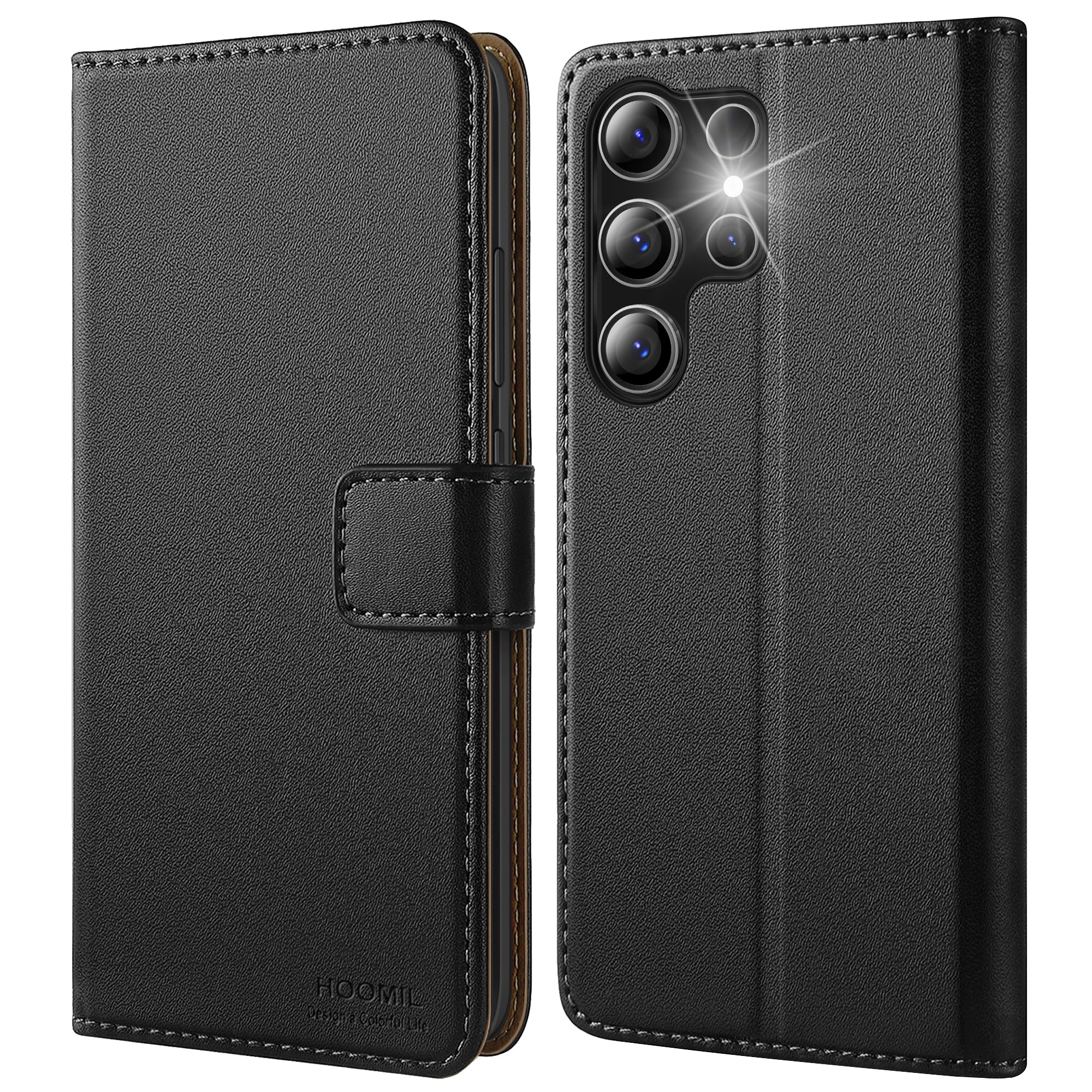 HOOMIL MagFlip Hülle für Samsung Galaxy S25 Ultra, [Erstklassige Handwerk] Handyhülle Premium Leder Tasche Klappbar Case Schutzhülle - Schwarz Samsung Galaxy S25 Ultra Schwarz Angebot bei HelloDeals