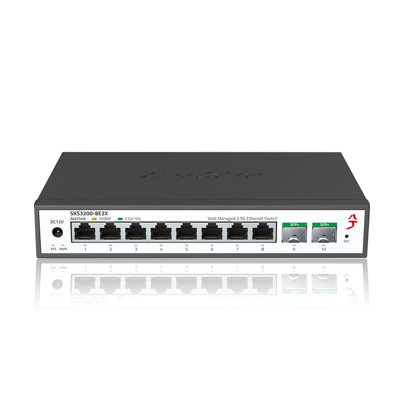 8-Port 2.5G Multi-Gig Switch mit 2X 10G SFP+ | Web Managed Switch mit VLAN LACP QoS | Fanless Metallgehäuse | Für NAS, Gaming, WiFi 6, 4K Streaming. Inkl. Montagewinkel (1 Paar) 8x 2.5g | 2x SFP+ | Web Managed Angebot bei HelloDeals